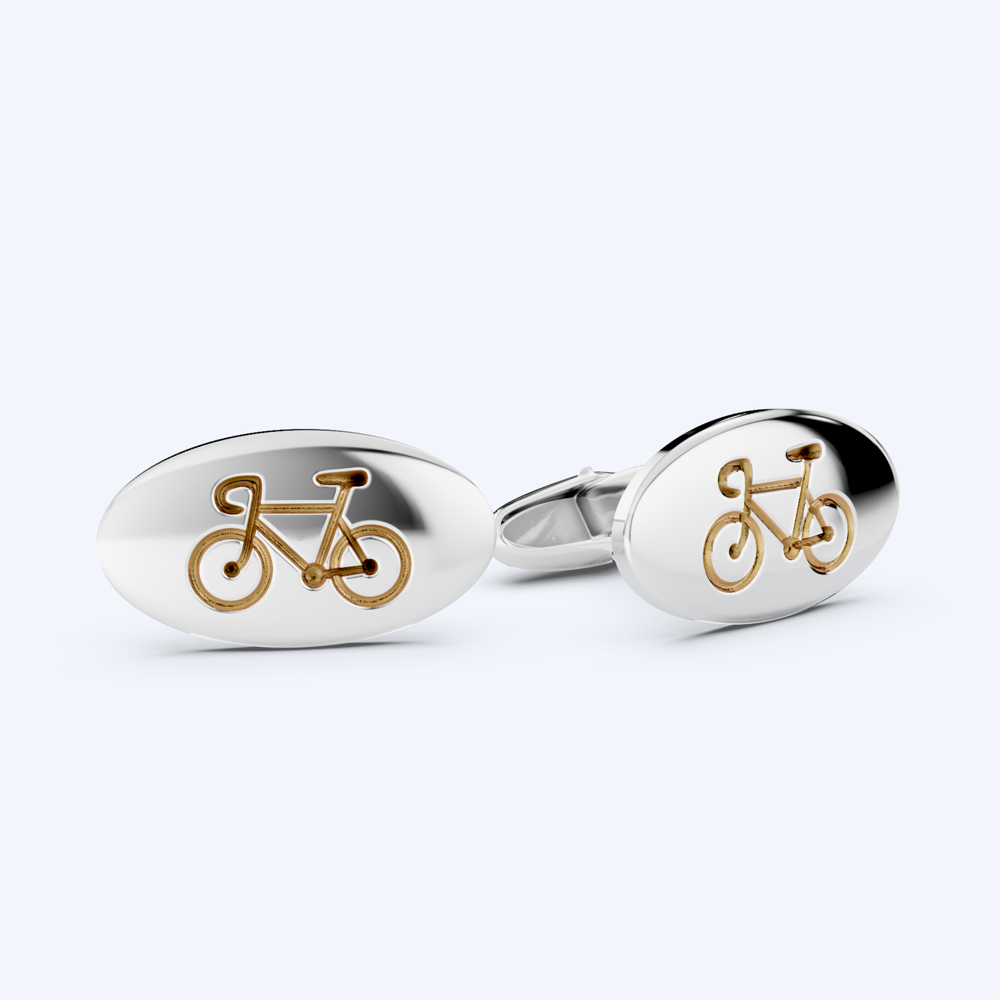 Oval Road Bicycle Cufflinks   925 Silver