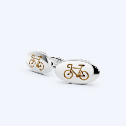 Oval Road Bicycle Cufflinks   925 Silver