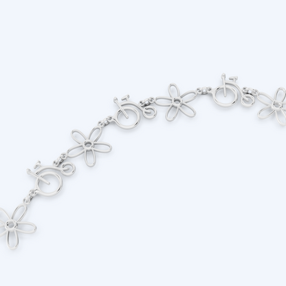 Penny Farthing Flower Bracelet 925 Silver