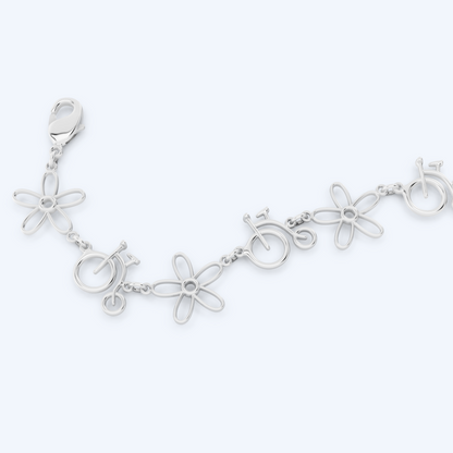 Penny Farthing Flower Bracelet 925 Silver