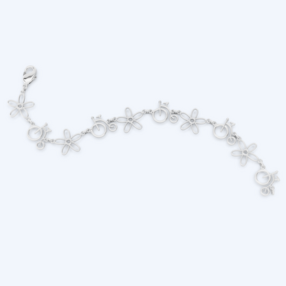 Penny Farthing Flower Bracelet 925 Silver