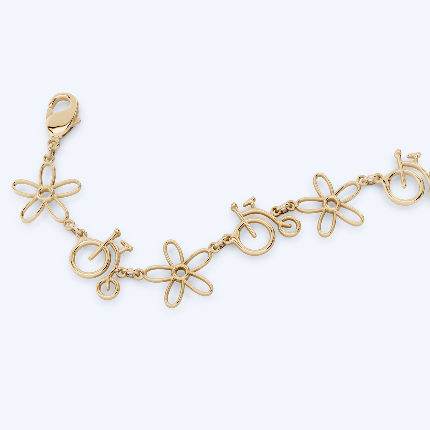 Penny Farthing Flower Bracelet 375 Yellow Gold