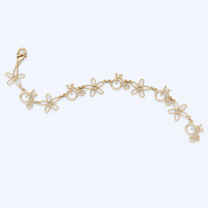 Penny Farthing Flower Bracelet 375 Yellow Gold