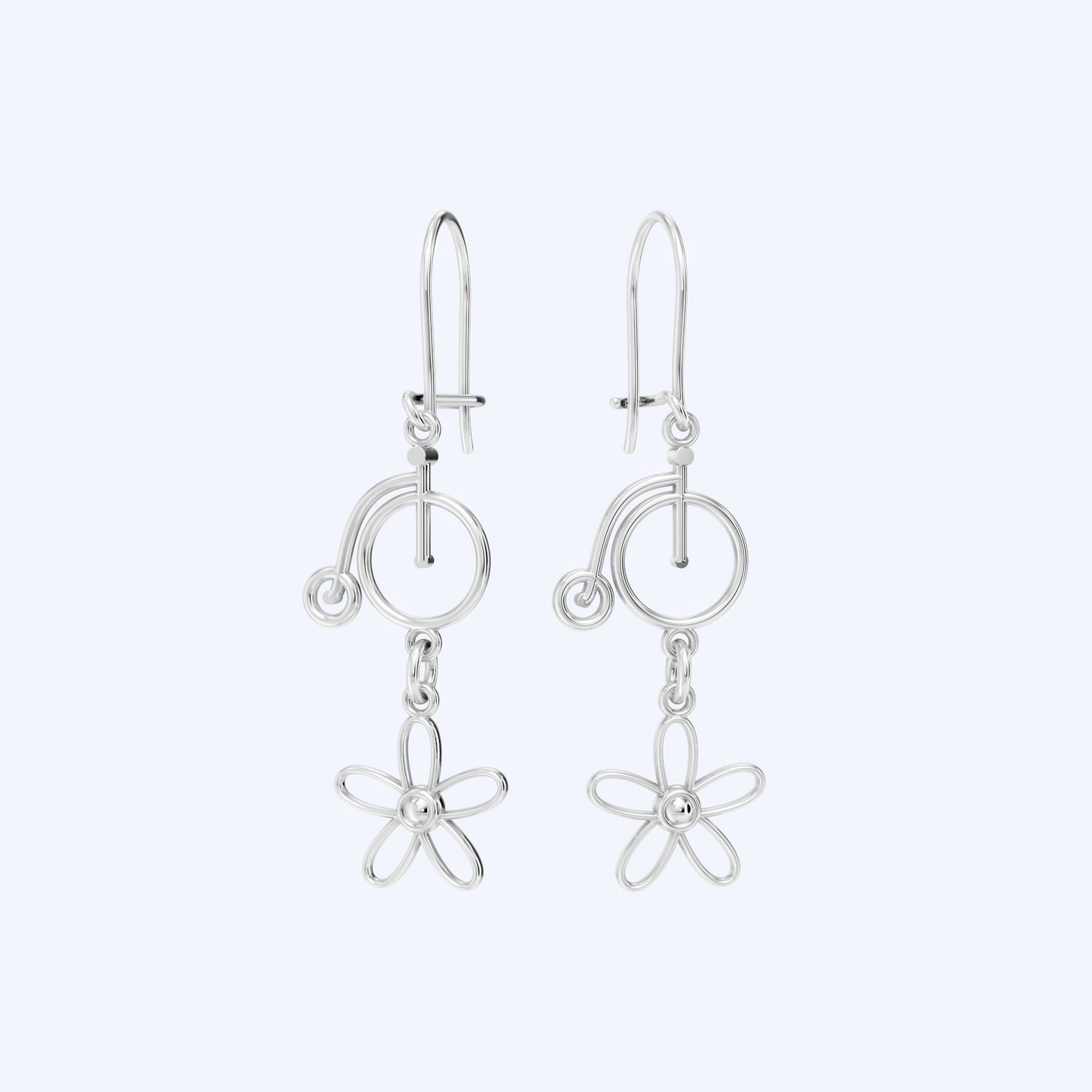 Penny Farthing Flower Drops 925 Silver