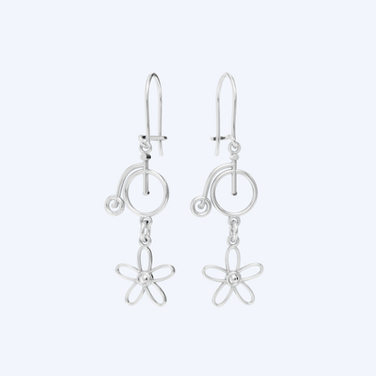 Penny Farthing Flower Drops 925 Silver