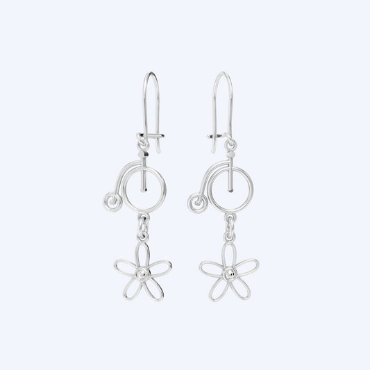 Penny Farthing Flower Drops 925 Silver