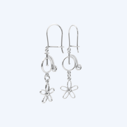 Penny Farthing Flower Drops 925 Silver