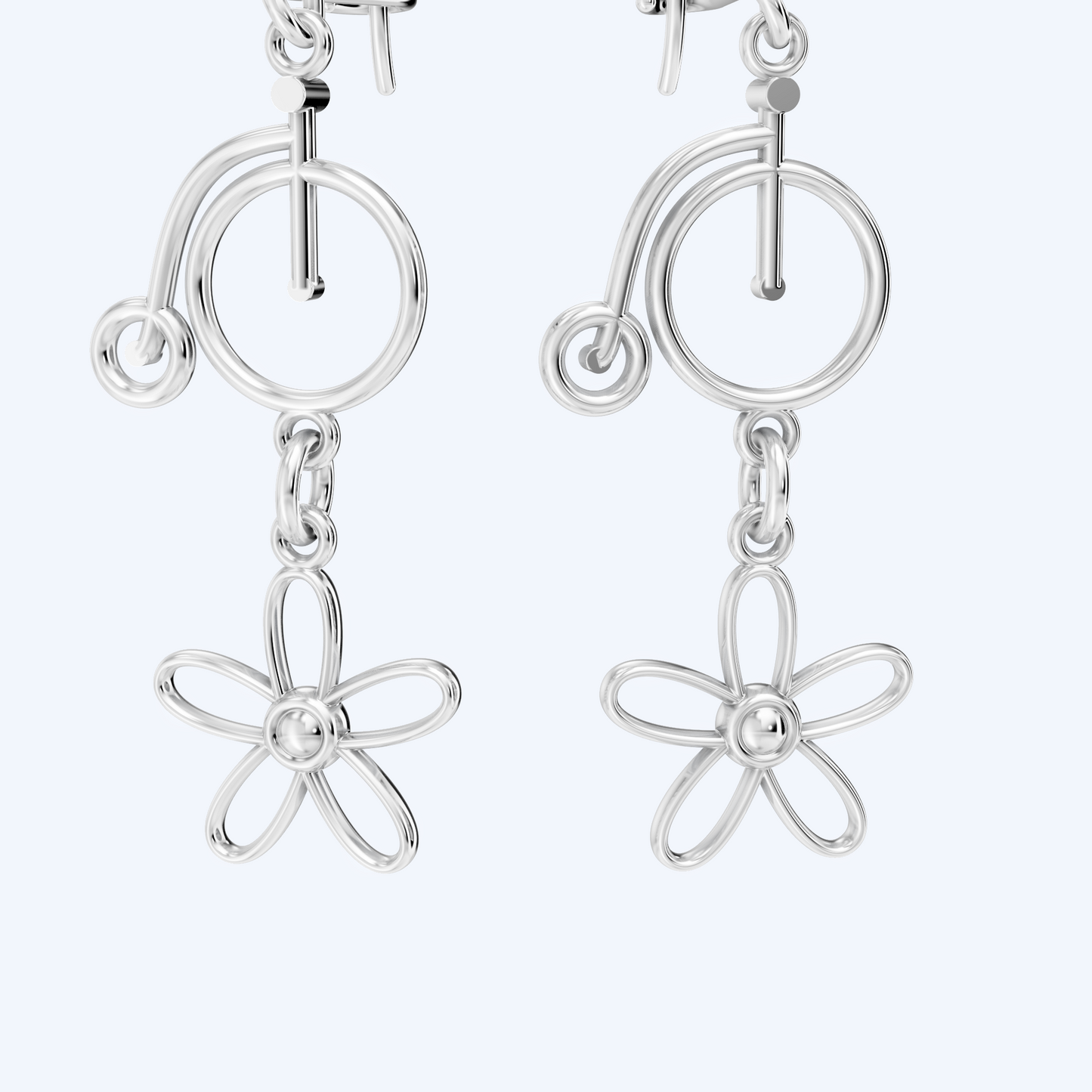 Penny Farthing Flower Drops 925 Silver