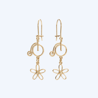 Penny Farthing Flower Drops 375 Yellow Gold