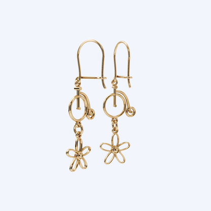 Penny Farthing Flower Drops 375 Yellow Gold