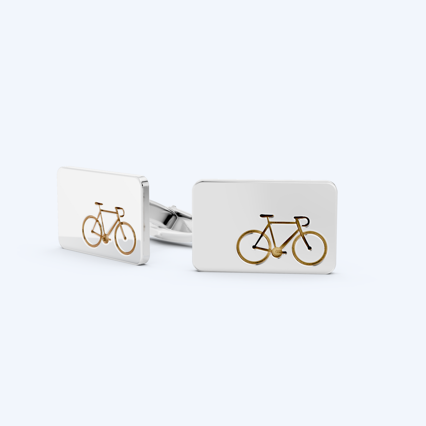 Rectangle Road Bicycle Cufflinks 925 Silver