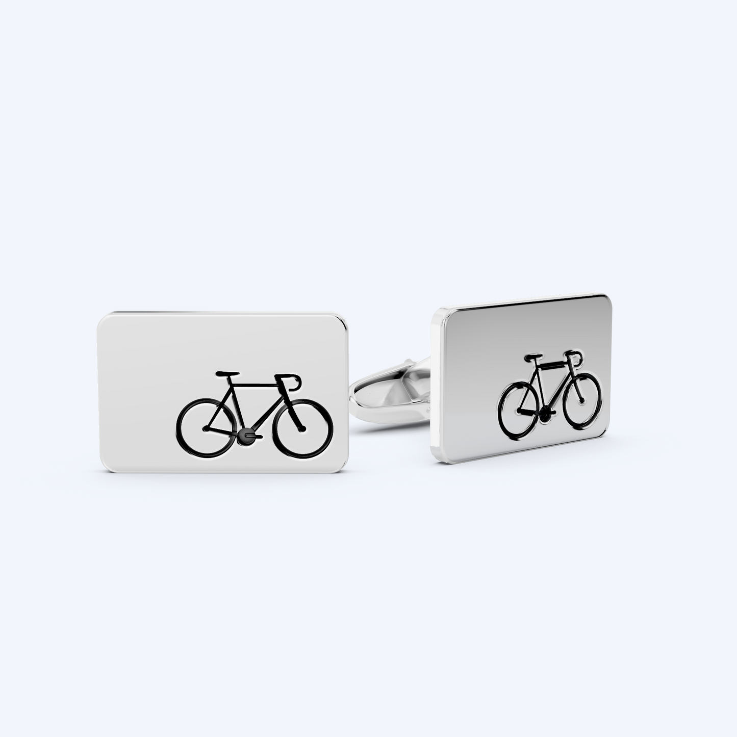 Rectangle Road Bicycle Cufflinks 925 Silver