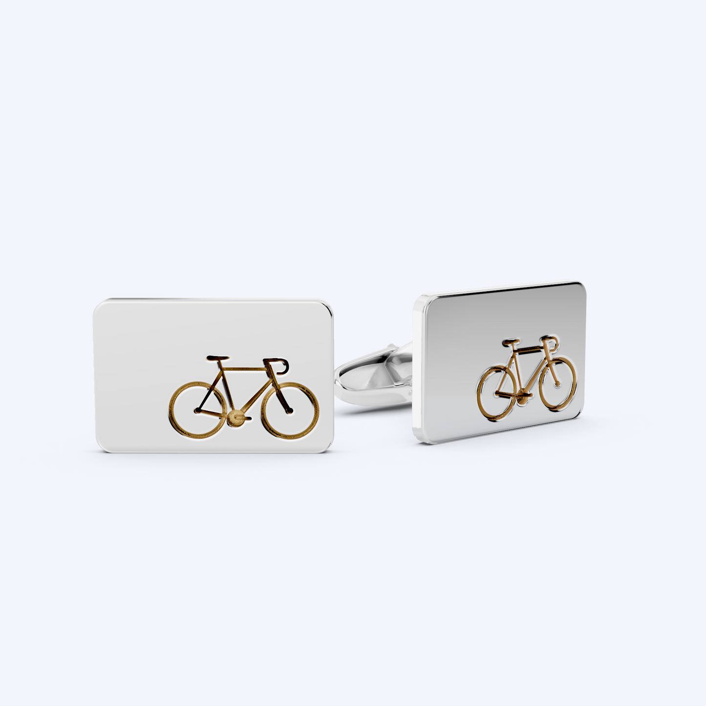 Rectangle Road Bicycle Cufflinks 925 Silver
