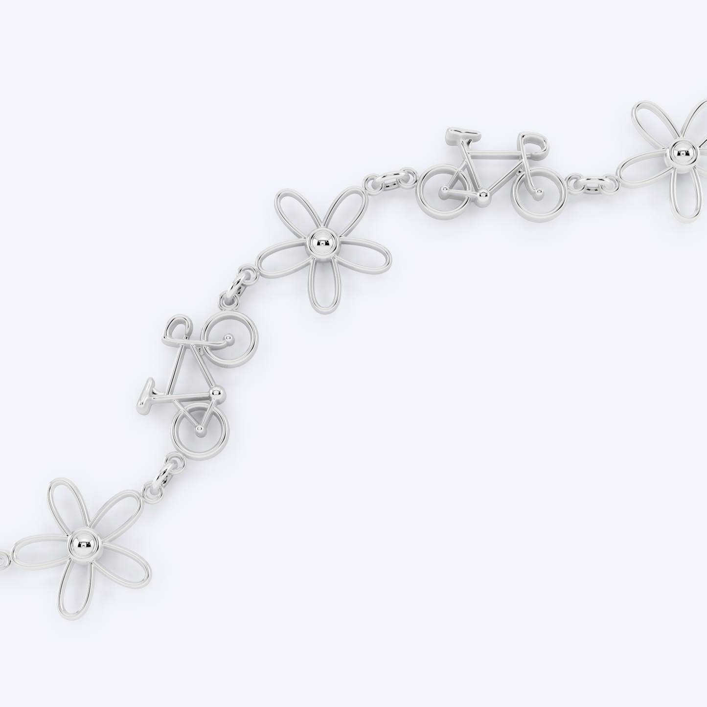 Road Bicycle Flower Bracelet 925 Silver