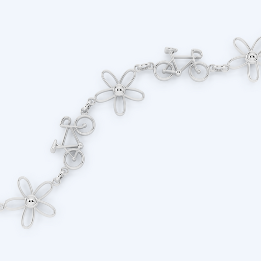 Road Bicycle Flower Bracelet 925 Silver
