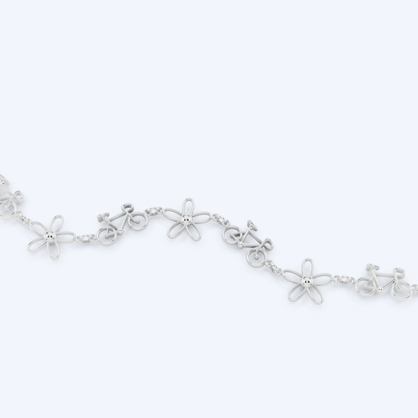 Road Bicycle Flower Bracelet 925 Silver
