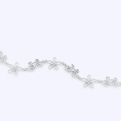 Road Bicycle Flower Bracelet 925 Silver