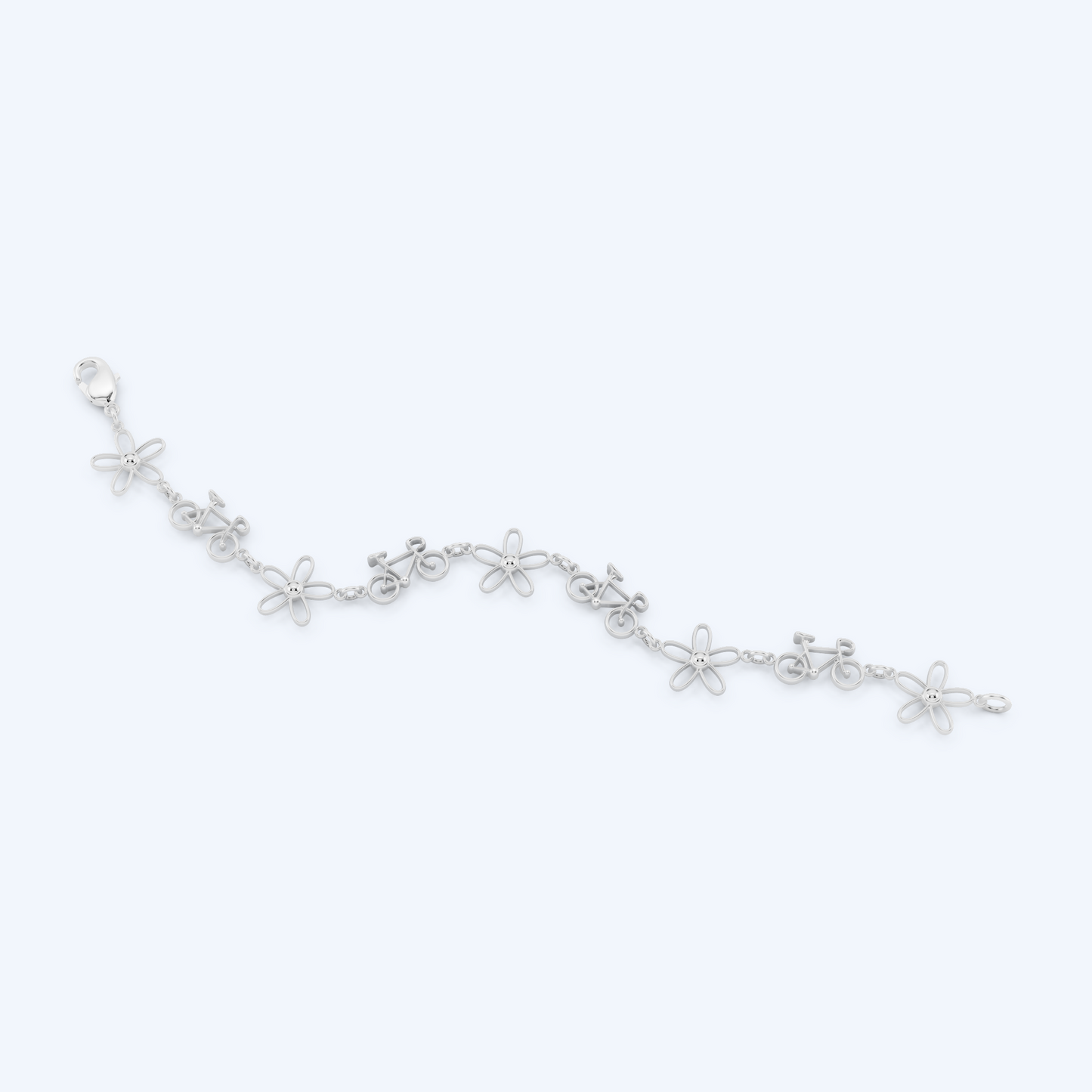 Road Bicycle Flower Bracelet 925 Silver