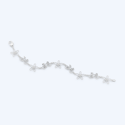 Road Bicycle Flower Bracelet 925 Silver