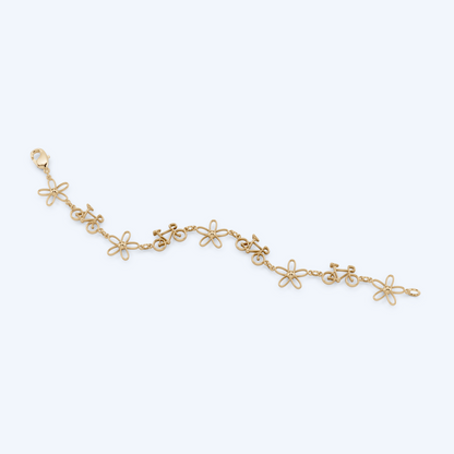 Road Bicycle Flower Bracelet 375 Yellow Gold