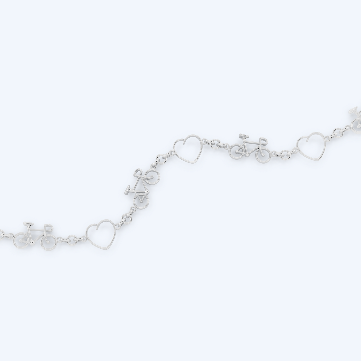 Road Bike Heart Bracelet 925 Silver