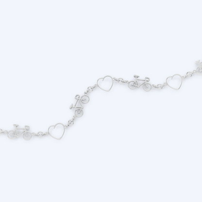 Road Bike Heart Bracelet 925 Silver
