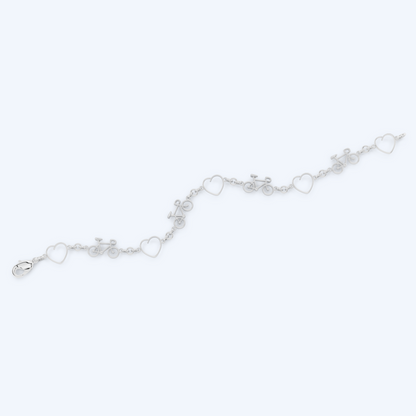Road Bike Heart Bracelet 925 Silver