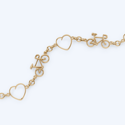 Road Bike Heart Bracelet 375 Yellow Gold