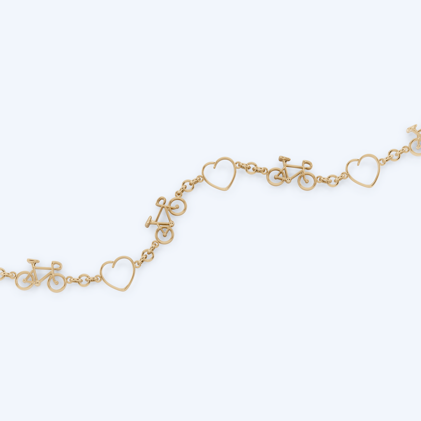 Road Bike Heart Bracelet 375 Yellow Gold