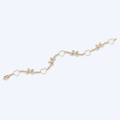 Road Bike Heart Bracelet 375 Yellow Gold
