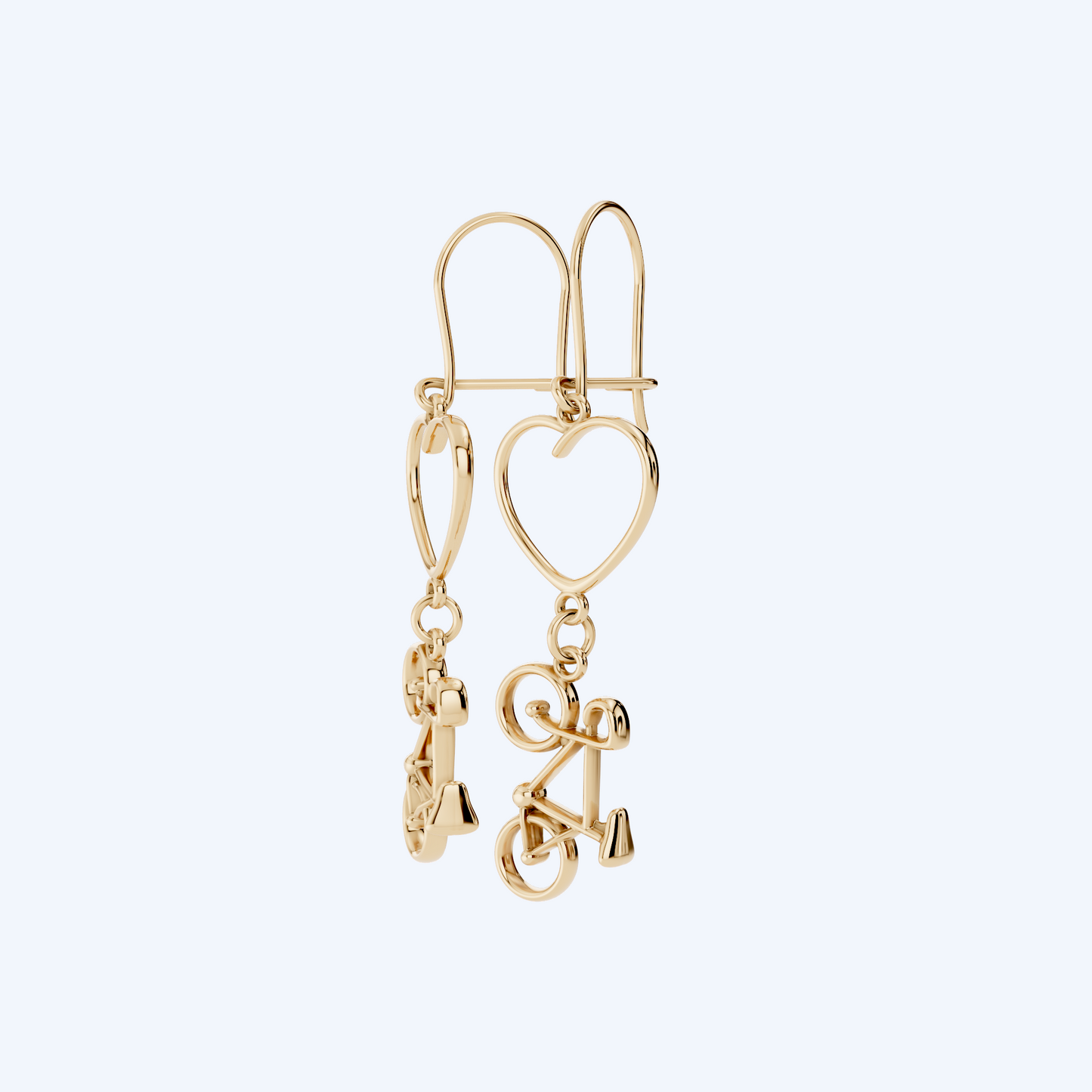 Road Bike & Heart Drops 375 Yellow Gold