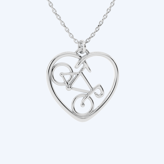 Road Bike Heart Pendant 925 Silver