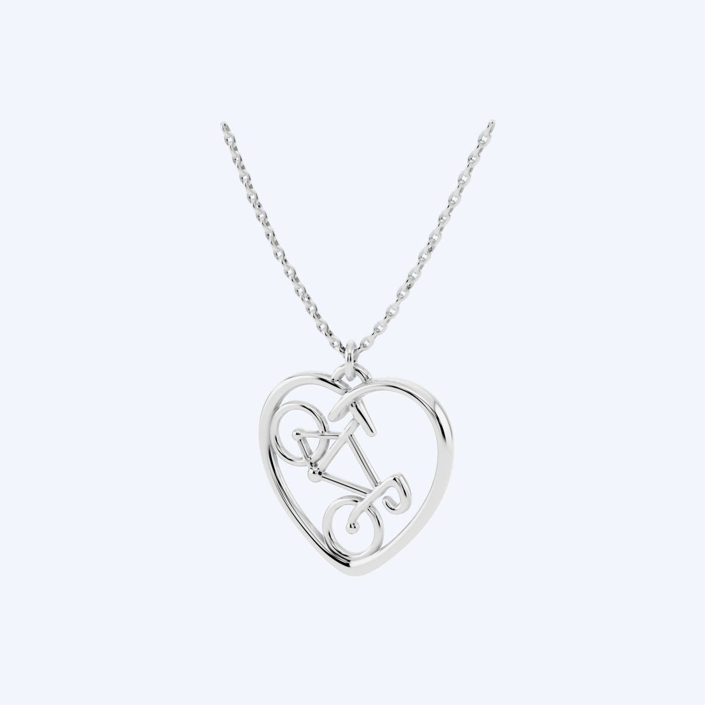 Road Bike Heart Pendant 925 Silver