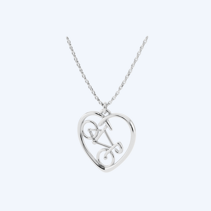 Road Bike Heart Pendant 925 Silver