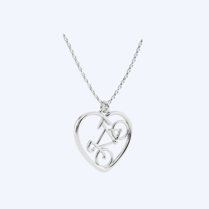 Road Bike Heart Pendant 925 Silver