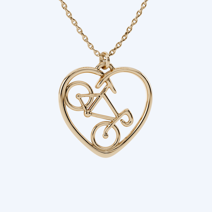 Road Bike Heart Pendant 375 Yellow Metal