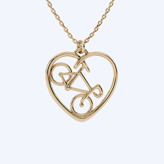 Road Bike Heart Pendant 375 Yellow Metal