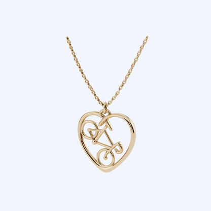 Road Bike Heart Pendant 375 Yellow Metal