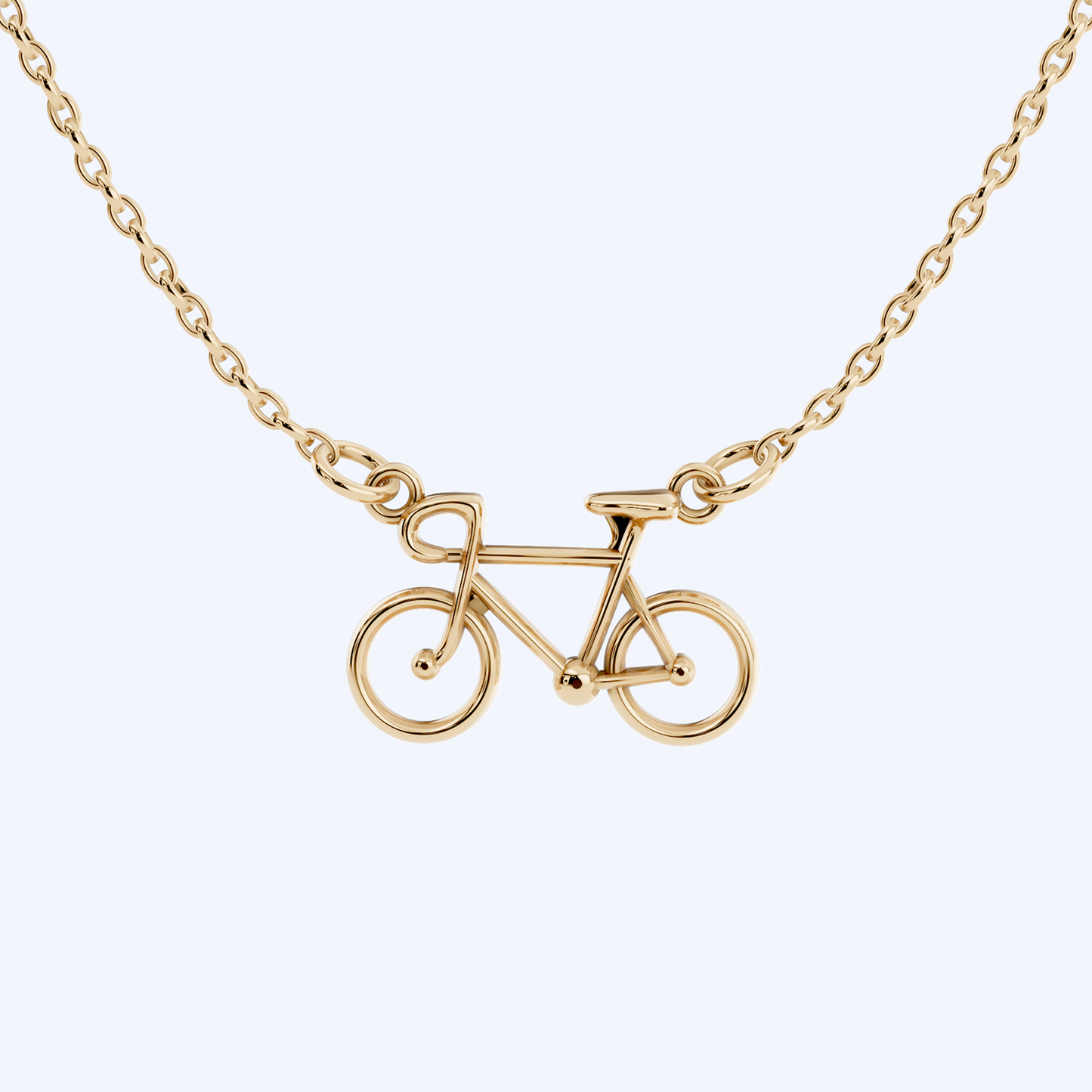 Road Bike Pendant Necklace 375 Yellow Gold