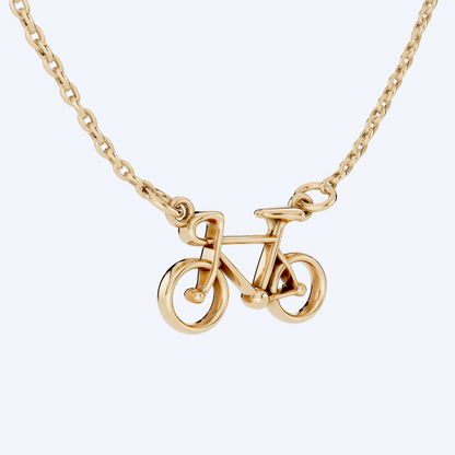 Road Bike Pendant Necklace 375 Yellow Gold