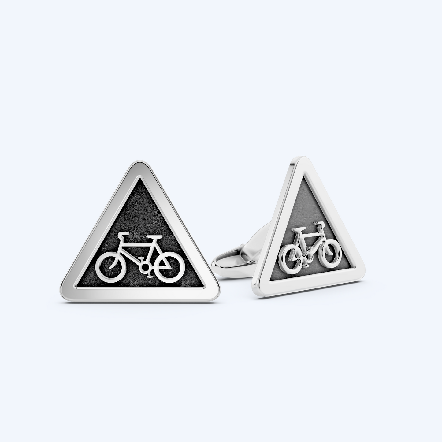Warning Cyclist Cufflinks 925 Silver