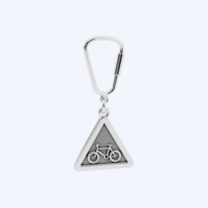 Warning Cyclist Keyring 925 Silver