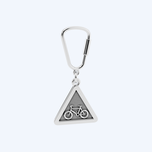 Warning Cyclist Keyring 925 Silver