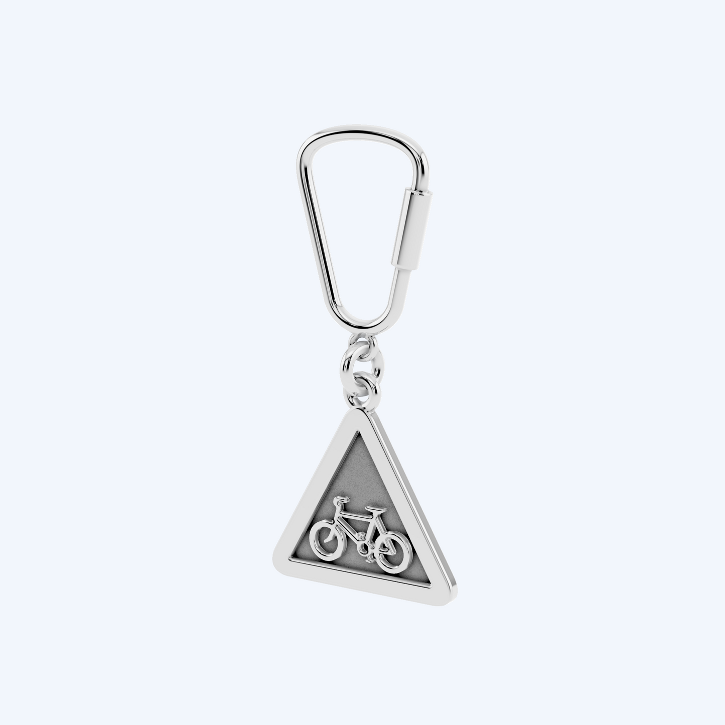 Warning Cyclist Keyring 925 Silver