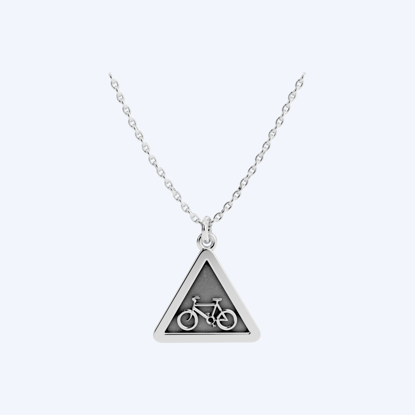 Warning Cyclist Pendant 925 Silver