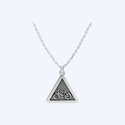 Warning Cyclist Pendant 925 Silver