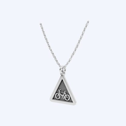 Warning Cyclist Pendant 925 Silver