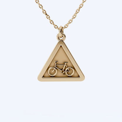 Warning Cyclist Pendant 375 Yellow Gold