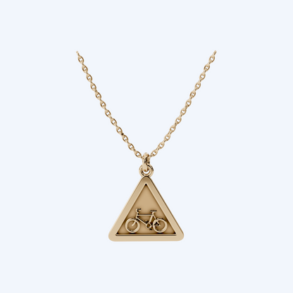 Warning Cyclist Pendant 375 Yellow Gold