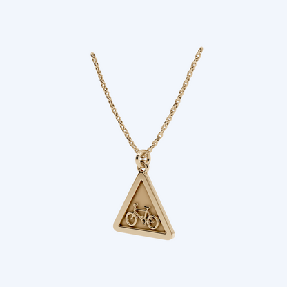 Warning Cyclist Pendant 375 Yellow Gold